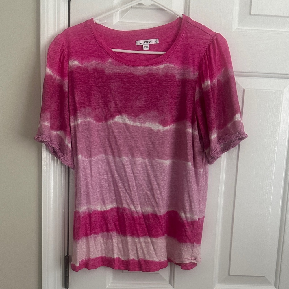 Chico's Pink Tie-Dye Short Sleeve Top